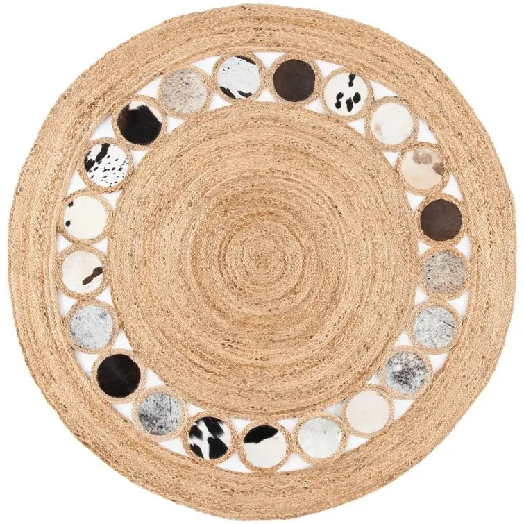 Cooke- Round Jute Beige Silver Rug 3