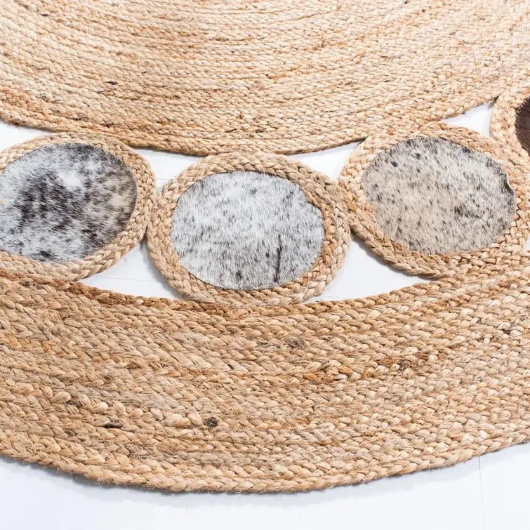 Cooke- Round Jute Beige Silver Rug 2