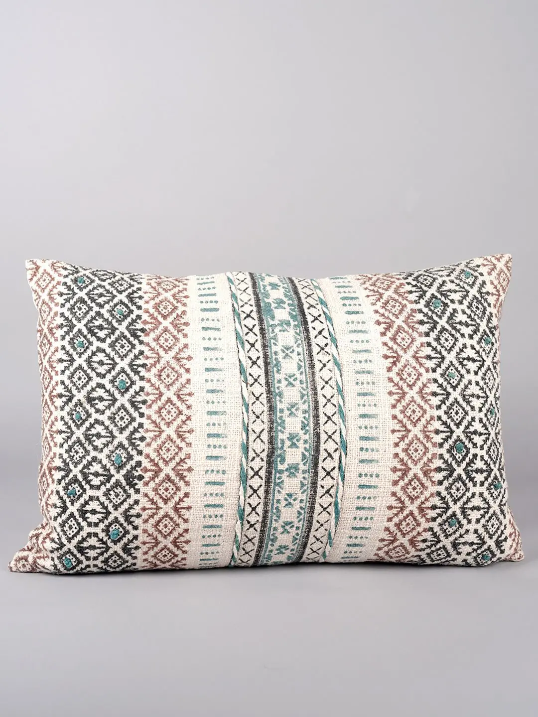 Obsidian - Block Printed Lumbar Cushion Cover 1