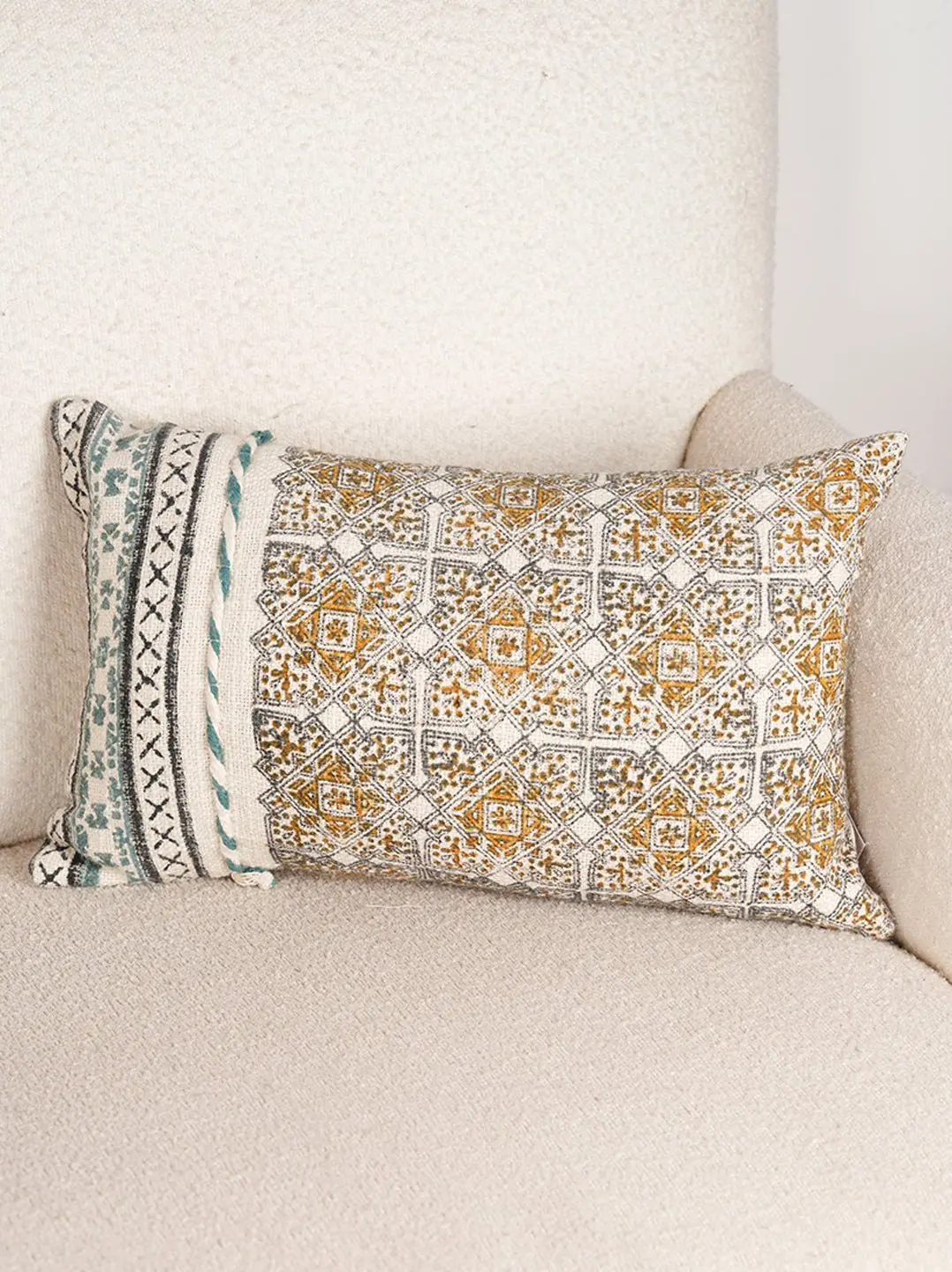 Bliss - Block Printed Lumbar Cushion Cover 3