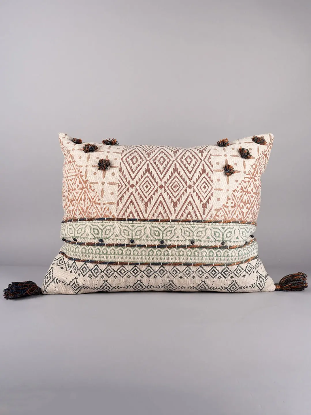 Geometric Fusion Oasis - Block Printed Lumbar Cushion Cover 1