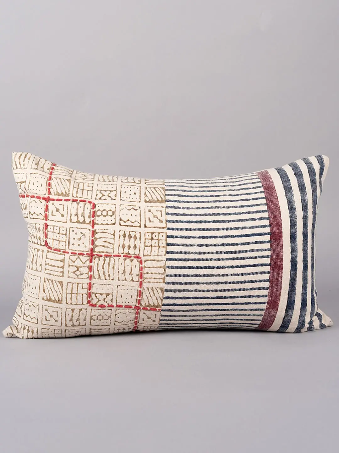 Matrix Print - Block Printed Lumbar Cushion Cover 1