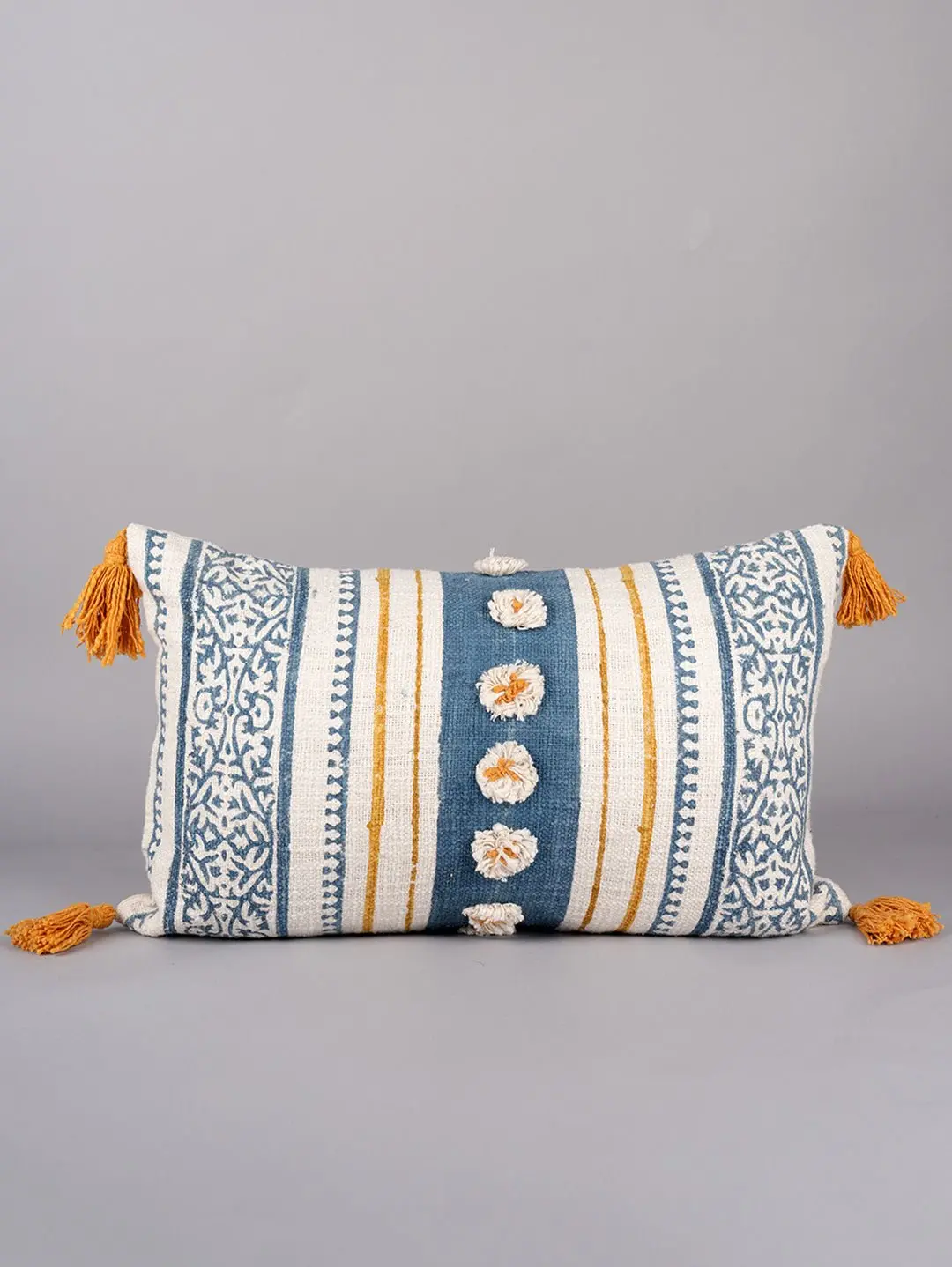 Clematis - Block Printed Lumbar Cushion Cover 1