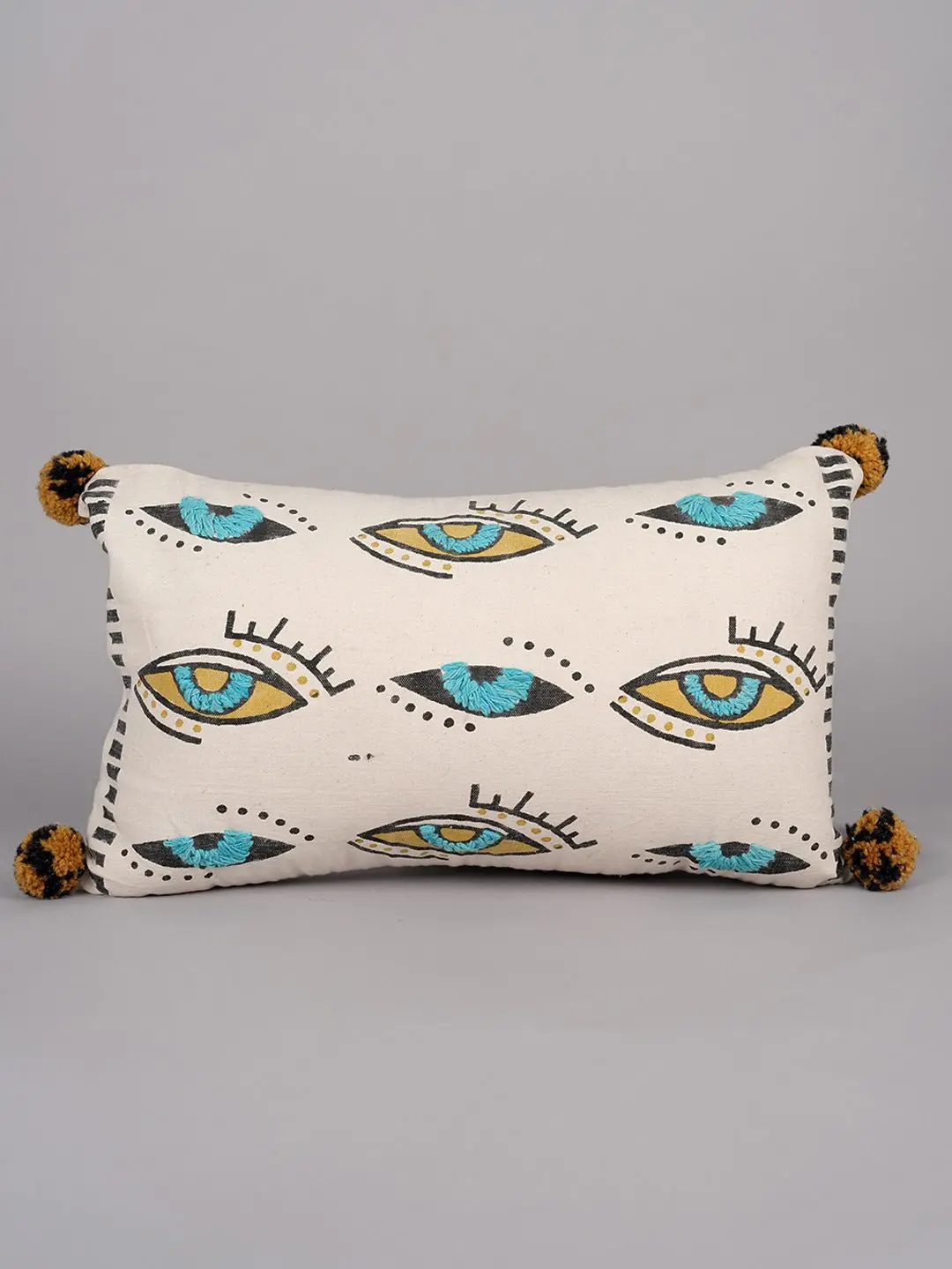 Eye Of Sunshine - Block Printed Lumbar Cushion Cover 1