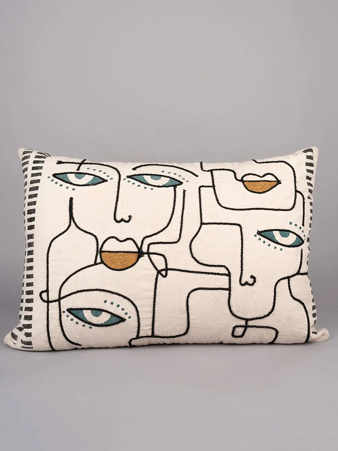 Doodle Dream Serenity - Embroidered Lumbar Cushion Cover 1