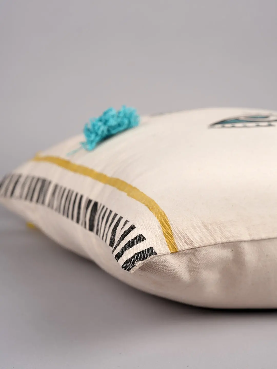 Mystical Gaze & Tassel - Block Printed Square Cushion Cover 2