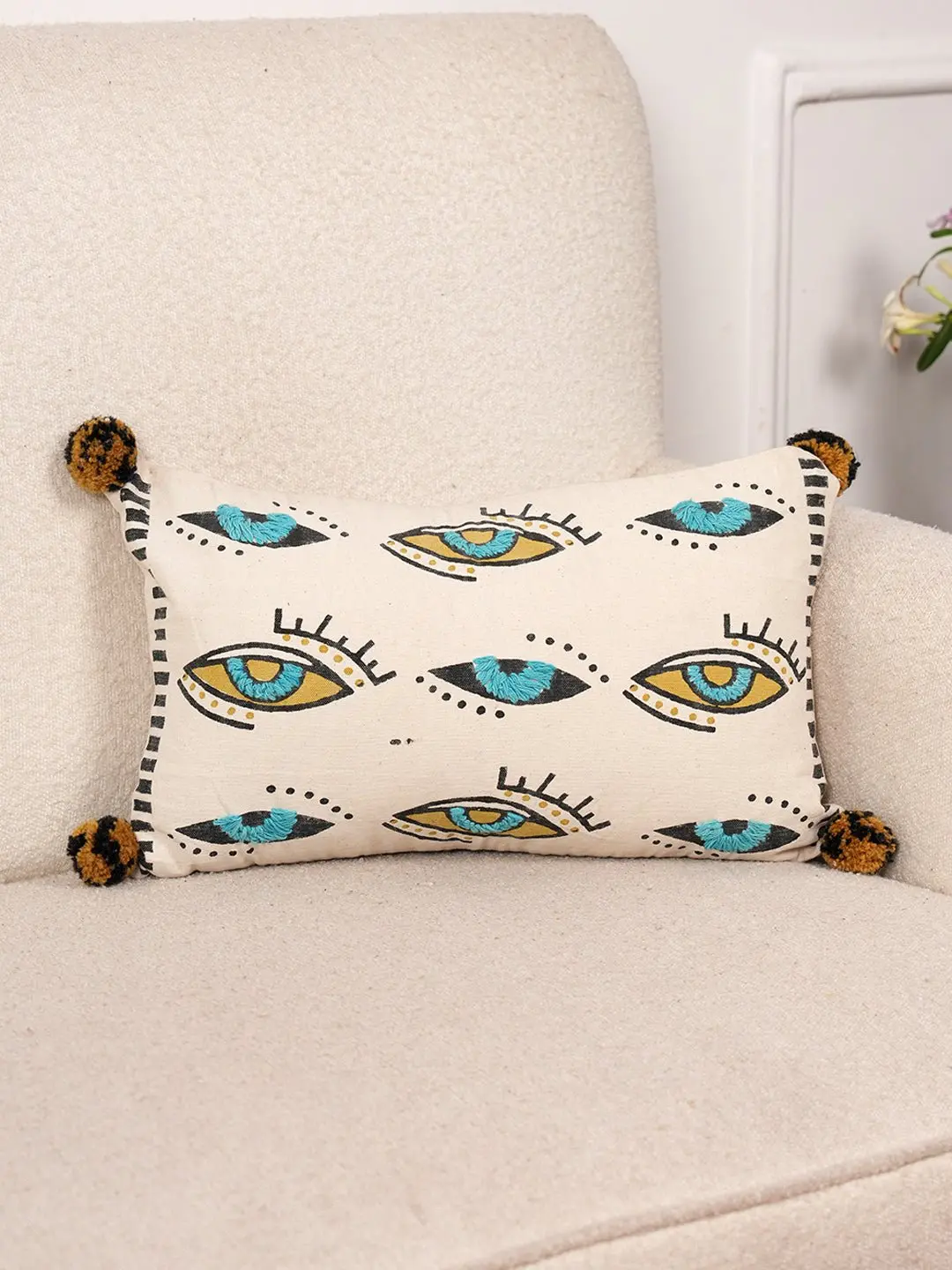 Eye Of Sunshine - Block Printed Lumbar Cushion Cover 3