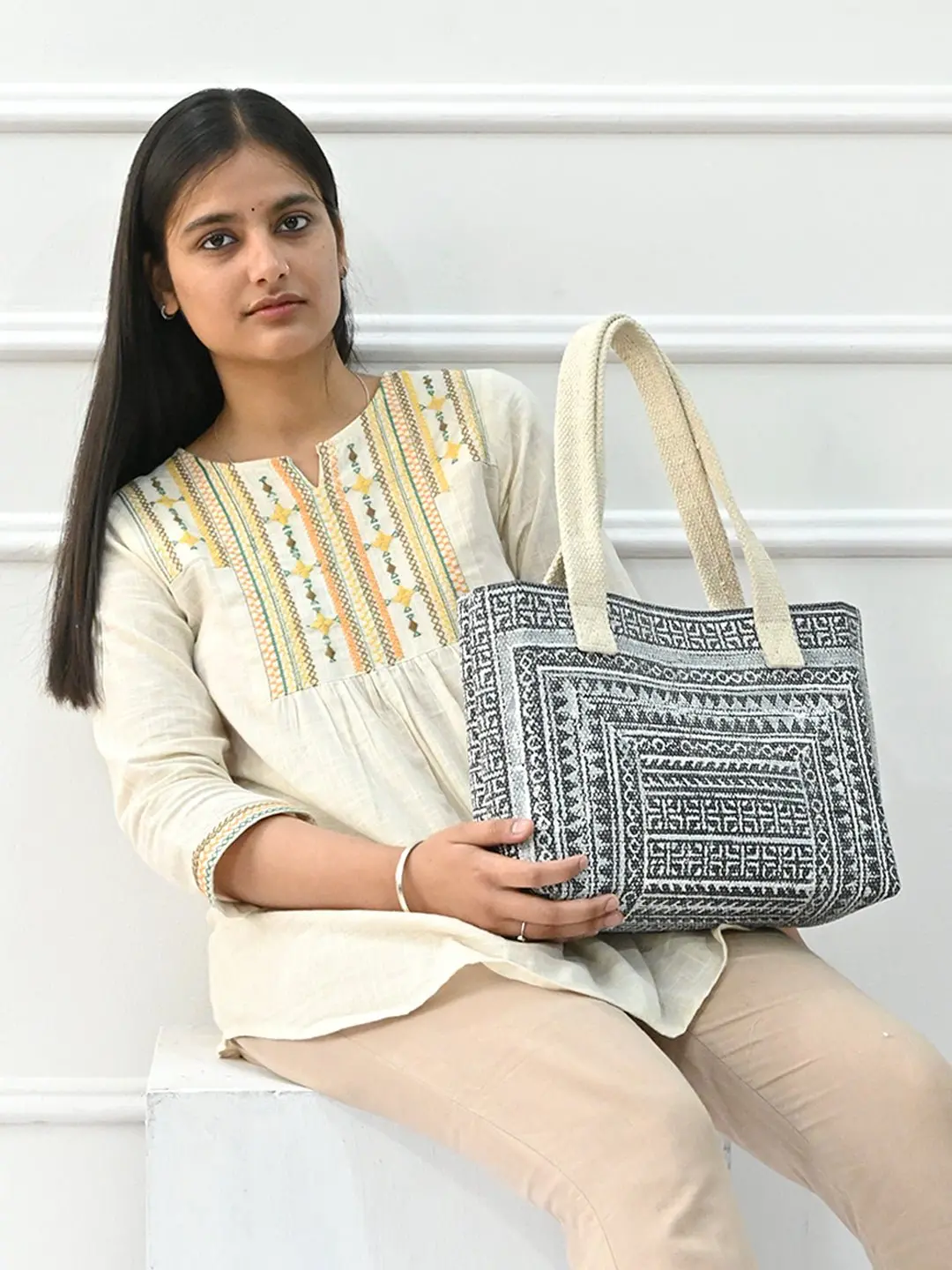 Bishop - Hand Block Printed Cotton Tote Bag 1