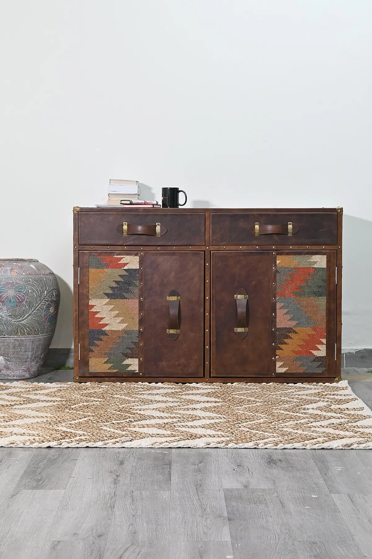 Zenobia Chest Of Drawers - Kilim And Leather 2