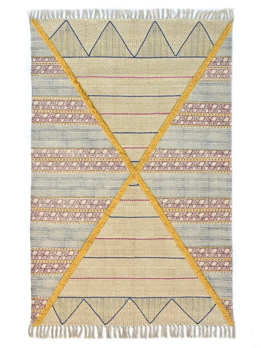 Datura  - Block Printed Rug 1