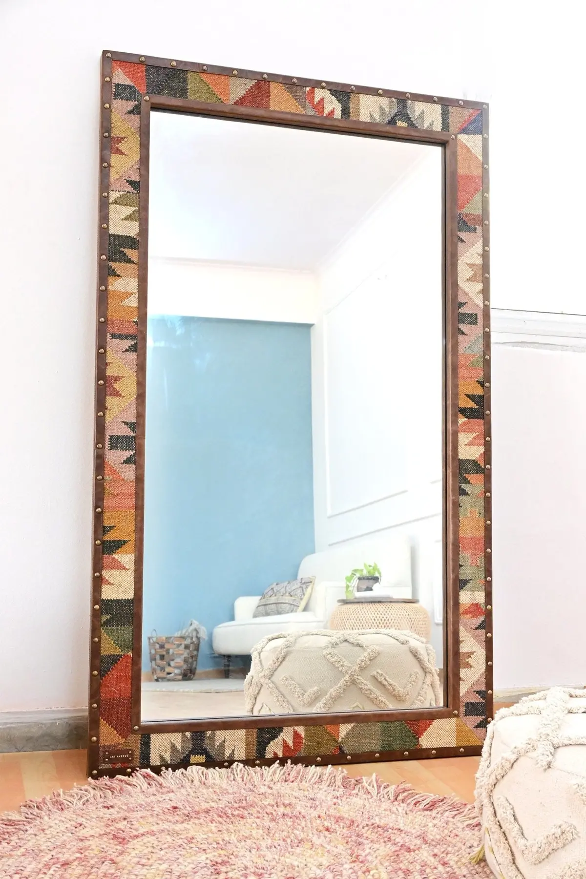 Darpan - Kilim & Leather Wall Mount  Mirror 1
