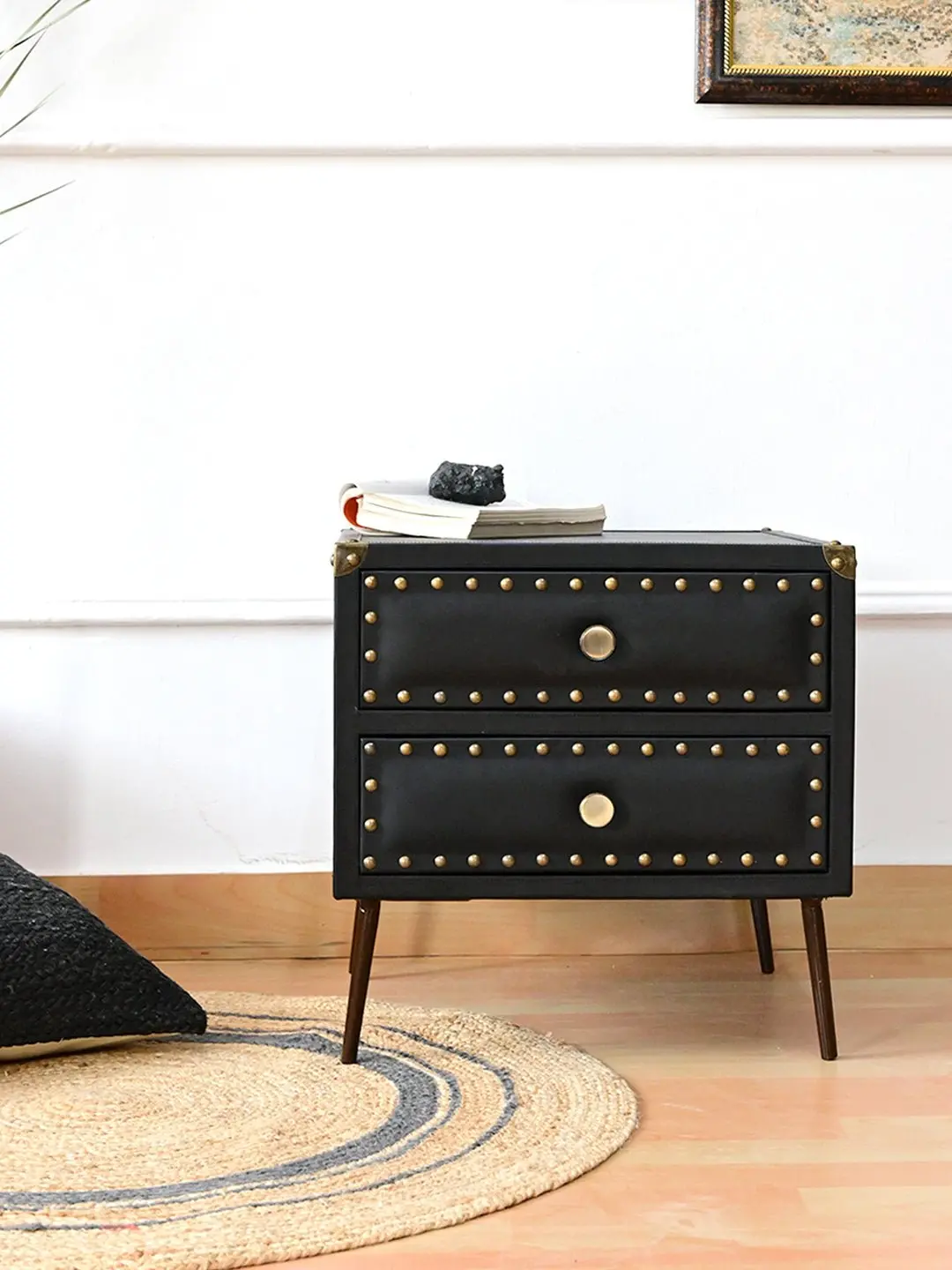 Baltimore - Two Drawer Leather Side Table 1
