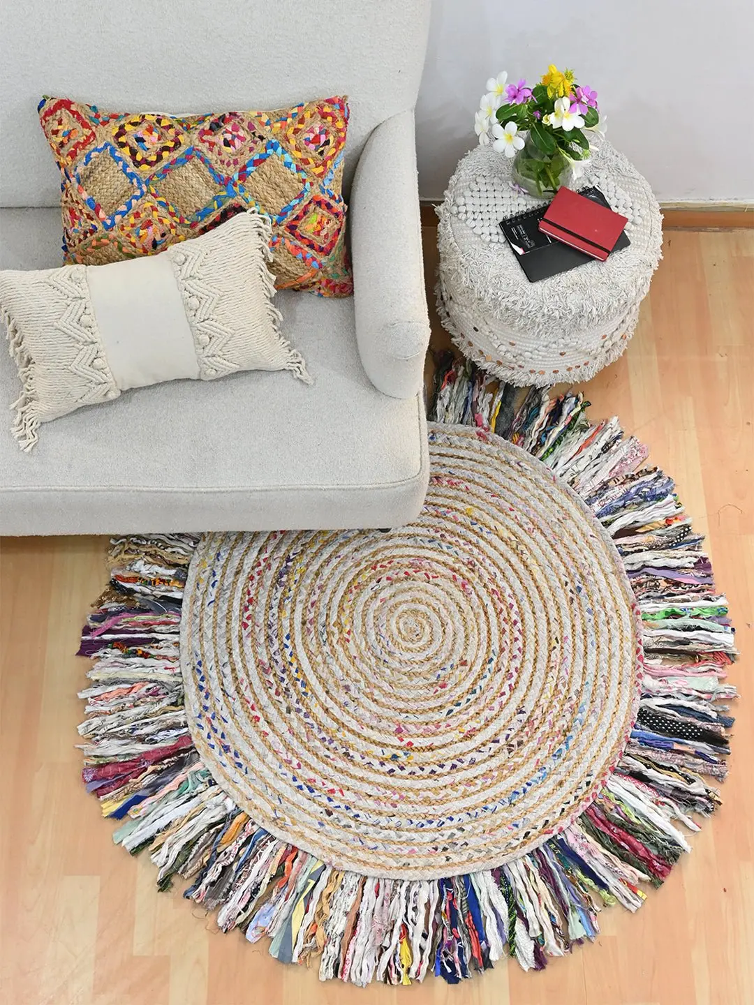 Henry- Round Jute Chindi Rug 3