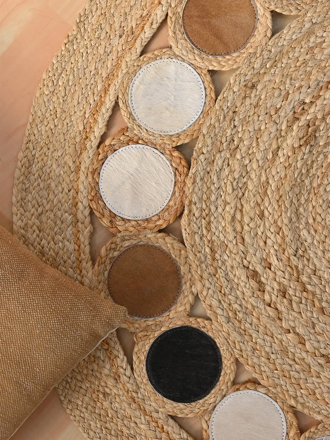 Conklin- Round Jute Beige Brown Rug 5