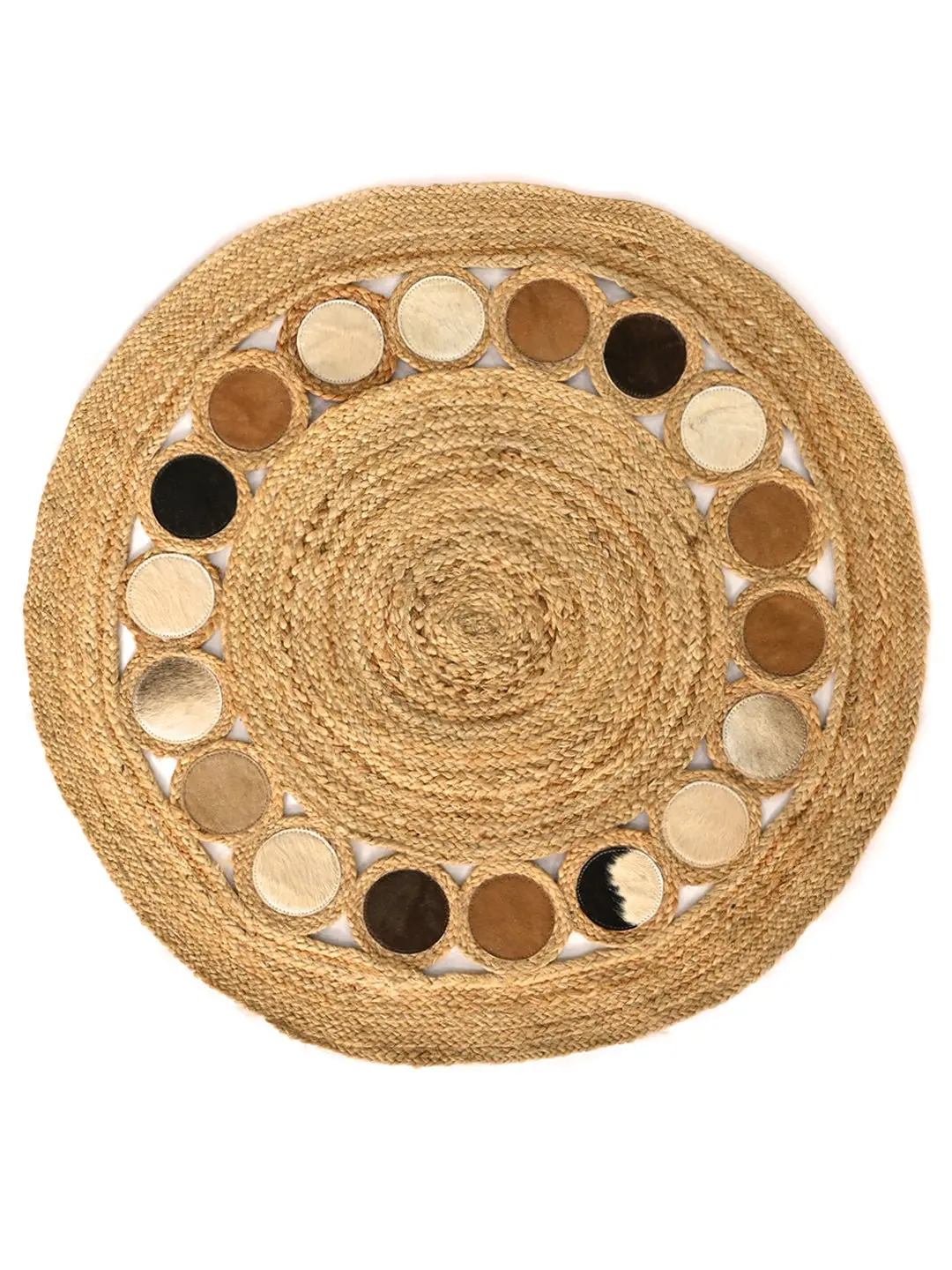 Conklin- Round Jute Beige Brown Rug 3