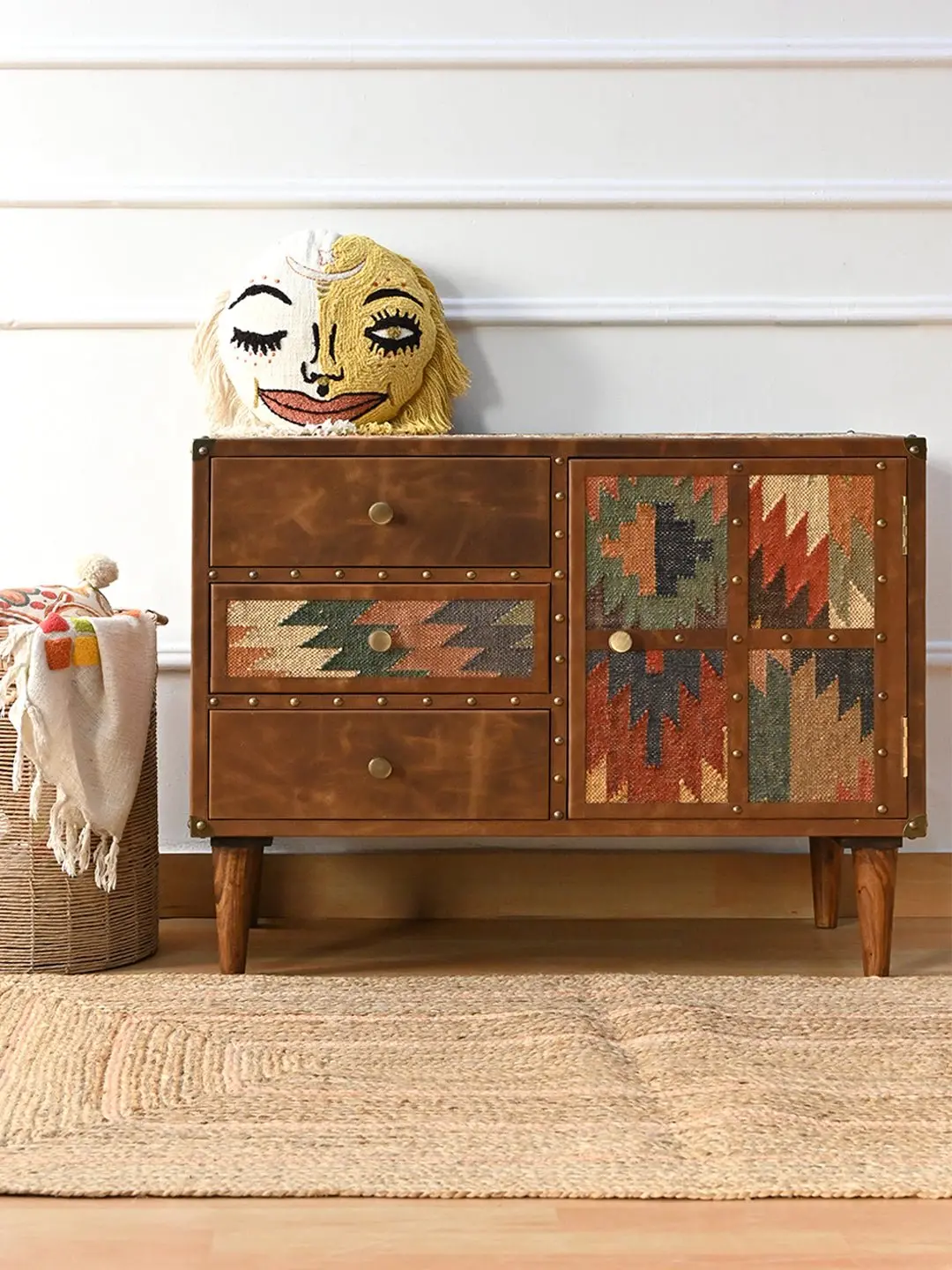 Accent Chest Of Drawers - Kilim And Leather 1
