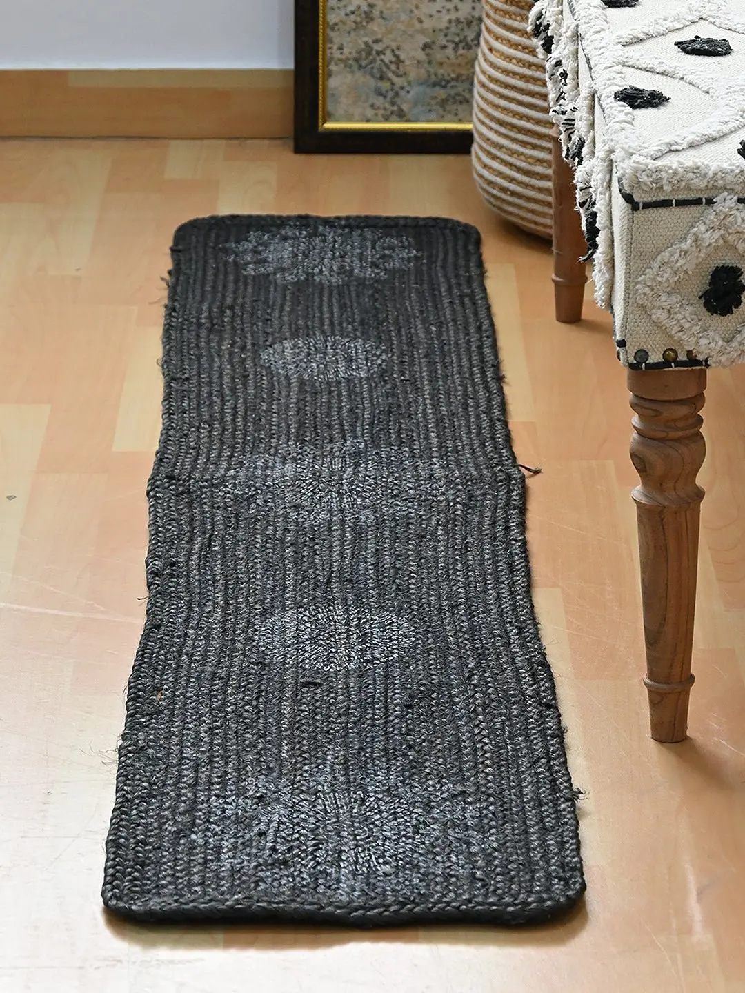Isaac - Jute Braided Block Printed Floor Runner 5