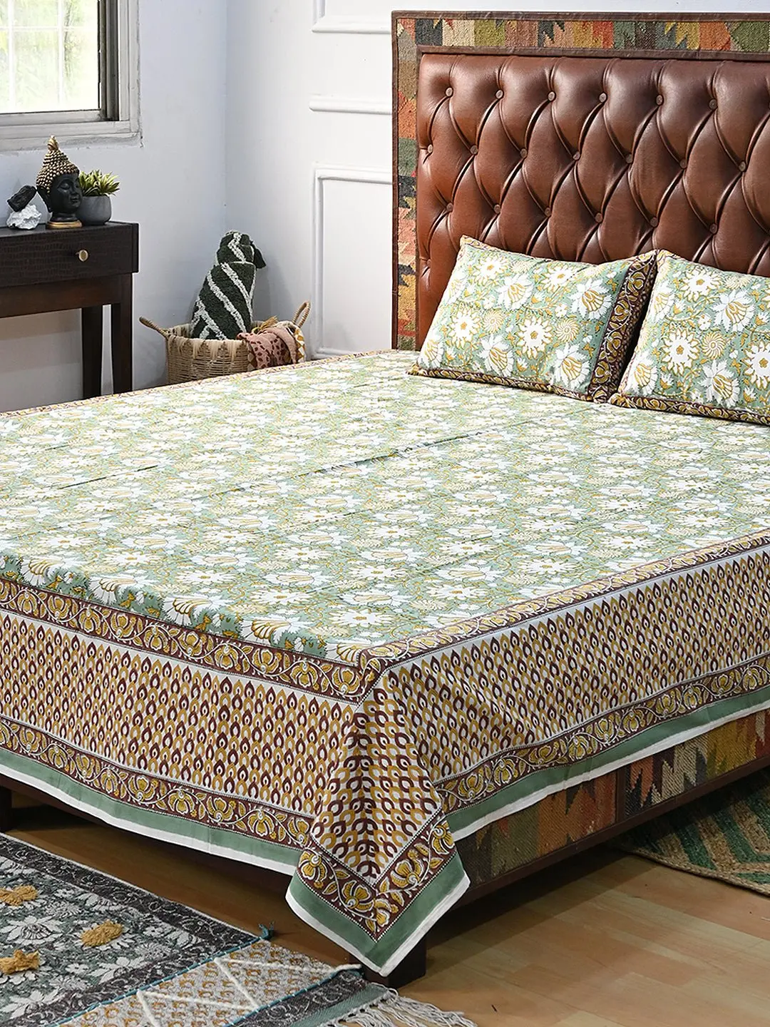 Floral Paradise Cotton Printed Double Bedsheet With Pillow 1