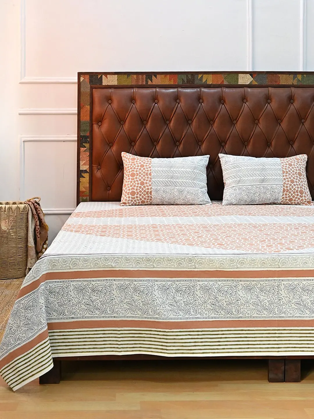Whimsical Abstract Cotton Printed Double Bedsheet With Pillow 1