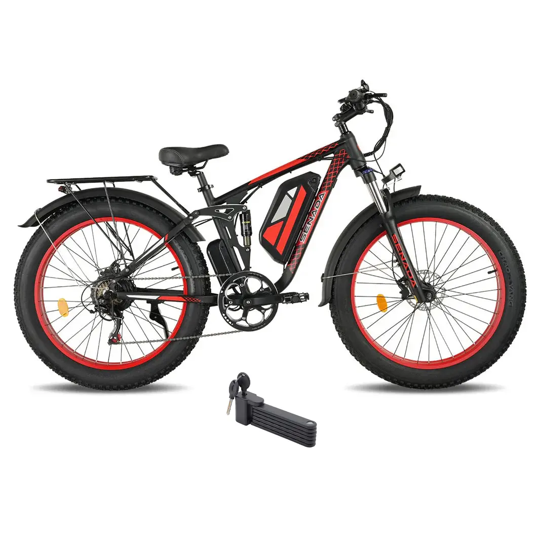 Senada Bikes 1000W 48V Viper Plus All-Terrain Full Suspension Fat Tire Electric Bike 1