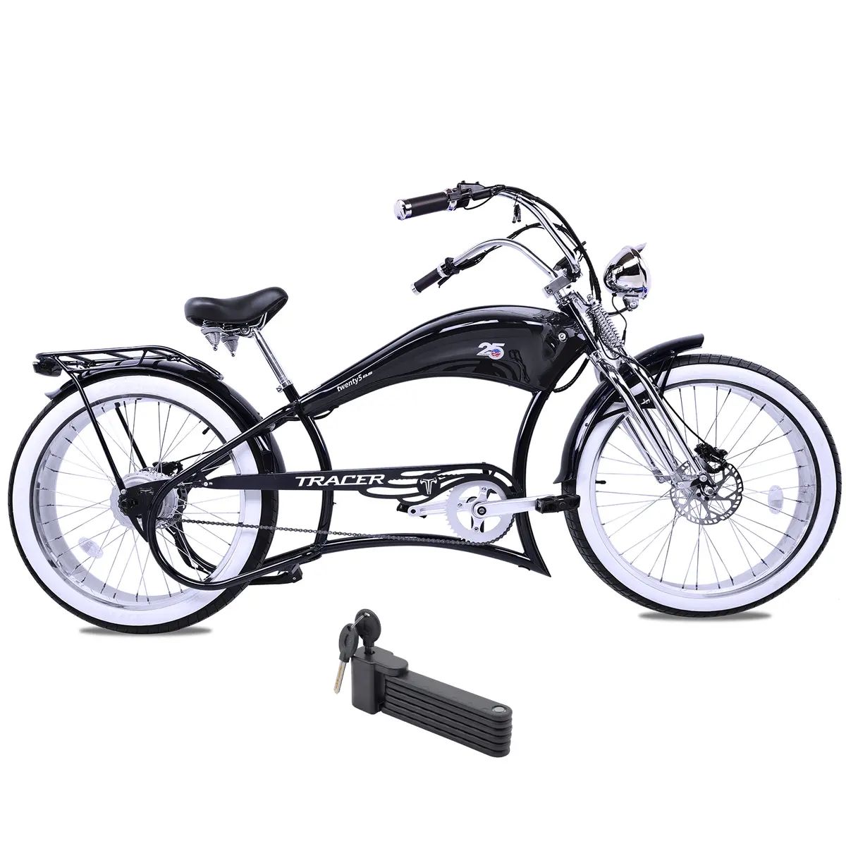 Tracer 800W Twenty5 Chopper Stretch Cruiser Electric Bike 1