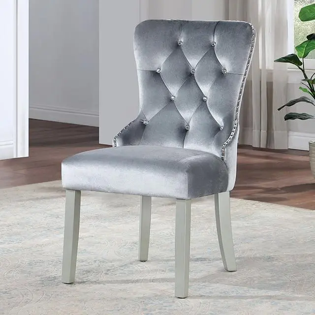 Adalia Wingback Chair (2/Ctn), Silver/Dark Gray 1