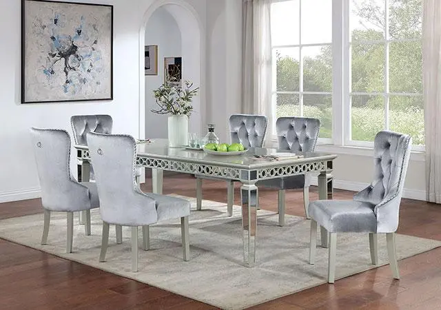 Adalia Wingback Chair (2/Ctn), Silver/Dark Gray 2