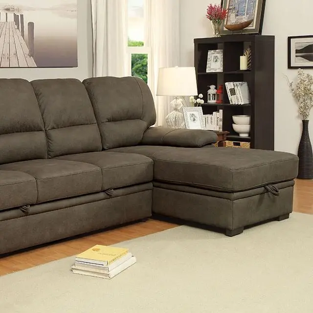 Alcester Brown & Gray Sectional W/ Sleeper, Ash 1