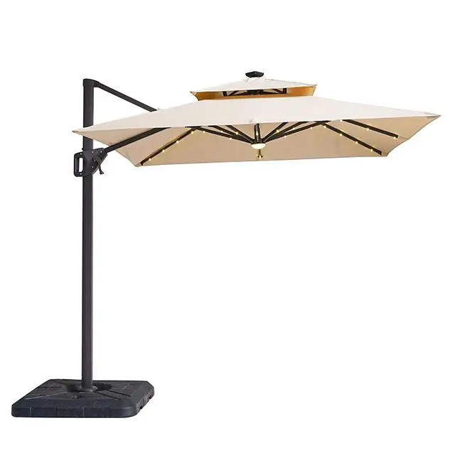 Xico 8 Ft Square Umbrella W/ Double Top W/ Led Light + 37" Large Base 1