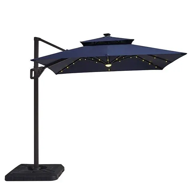 Xico 8 Ft Square Umbrella W/ Double Top W/ Led Light + 37" Large Base 1