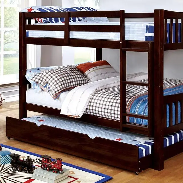 Cameron Dark Walnut, White & Gray Full/Full Bunk Bed 1