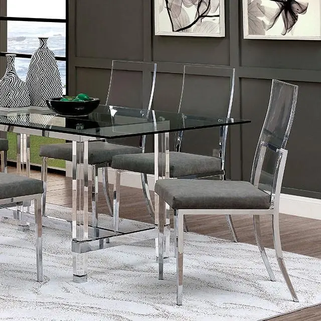 Casper 7 Pc Dining Table Set Chrome 1