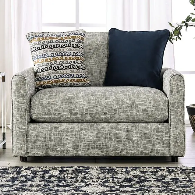 Chancery Chair & Half, Gray/Navy 1