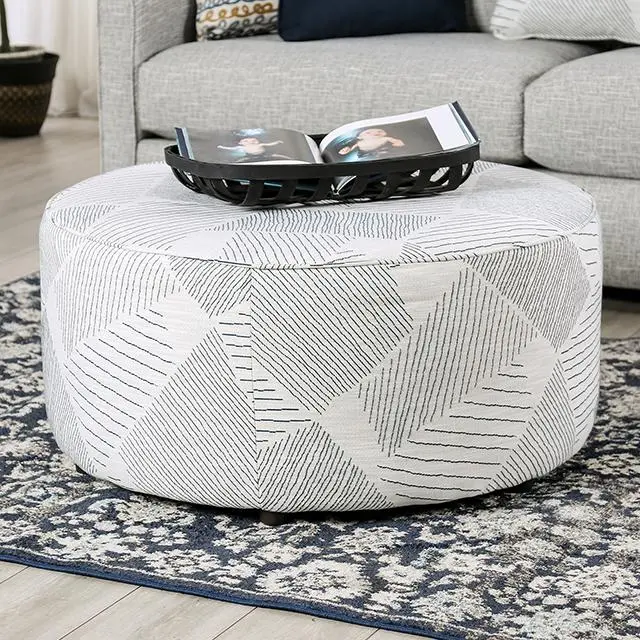 Chancery Ottoman, Gray/Navy 1