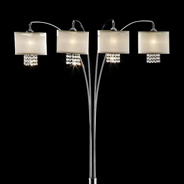 Claris Ivory/Chrome Arch Lamp, Hanging Crystal 1