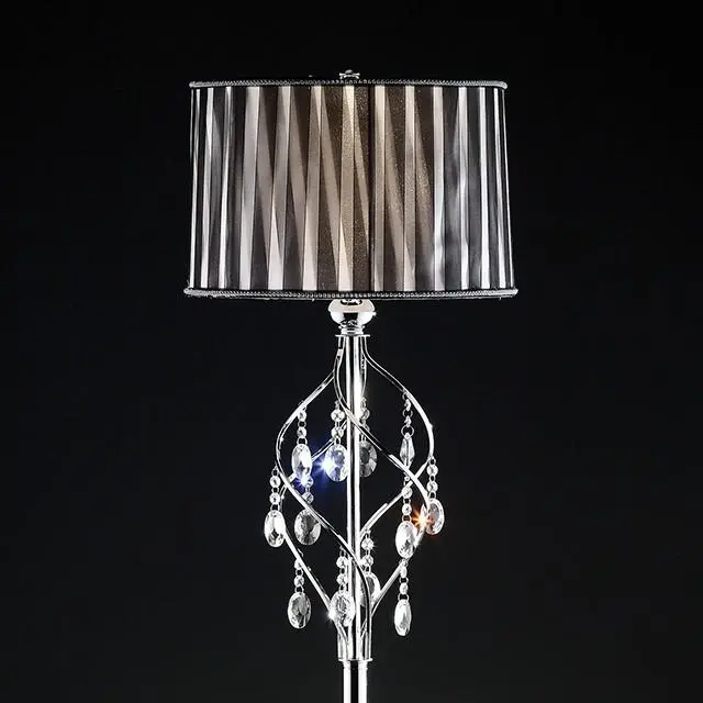 Arya Black/Chrome Floor Lamp, Hanging Crystal 1