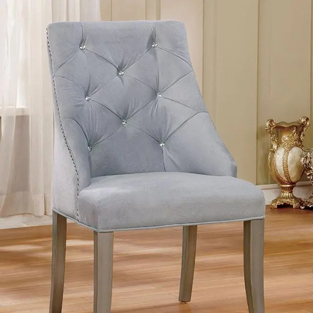 Diocles Silver/Light Gray Side Chair (2/Ctn) 1