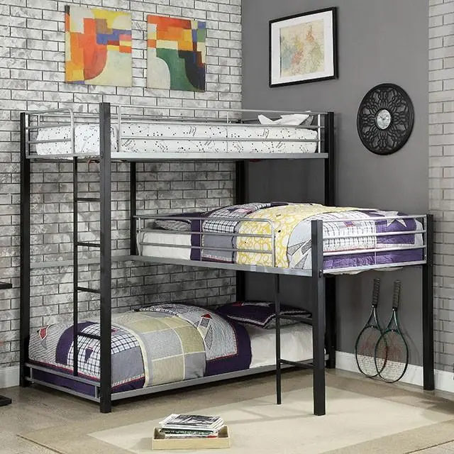 Aubrey Sand Black Twin Triple Decker Bed 1
