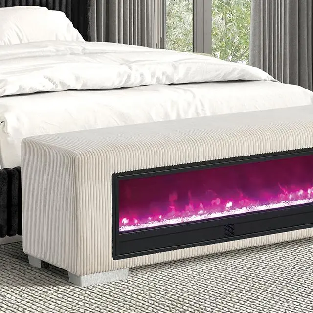 Elnath Bench W/ Visual Crystal Fireplace 1