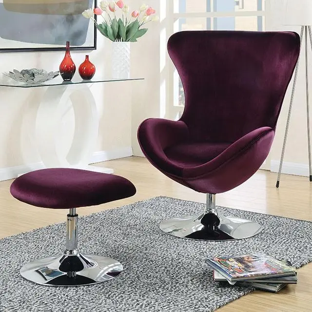 Eloise Purple Accent Chair W/ Ottoman 1