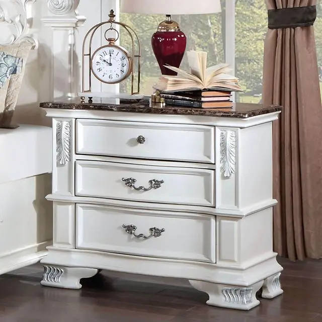 Esparanza Night Stand, Pearl White 1
