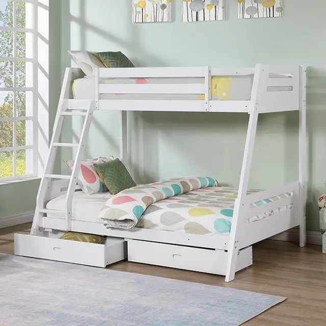 Emilee Twin/Full Bunk Bed White, Grey, Espresso, & Black 1