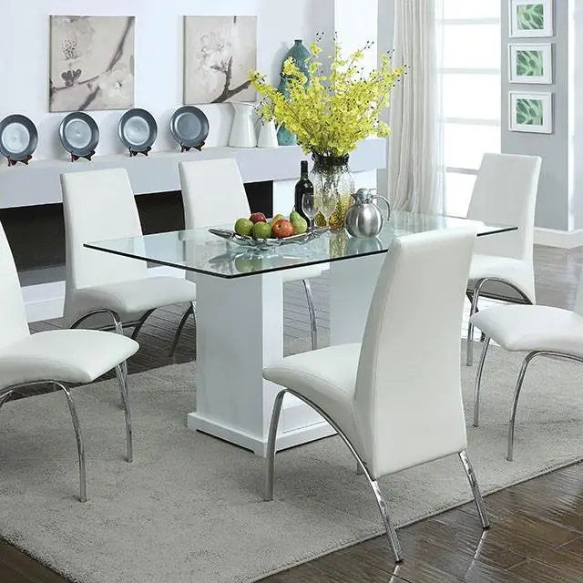 Eva White/Clear Dining Table 1