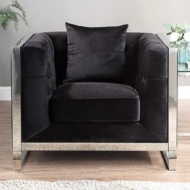 Evadne Chair W/ Pillow, Black 1