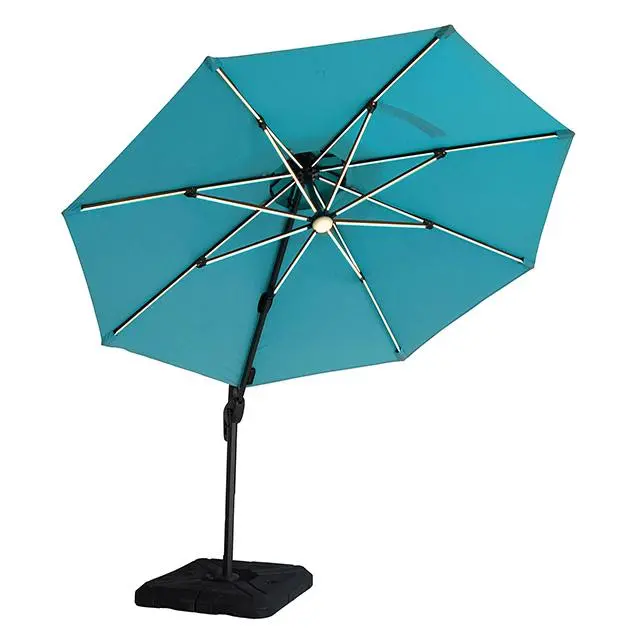 Fera 10 Ft Round Umbrella W/ Led Bulb + 37" Large Base 1