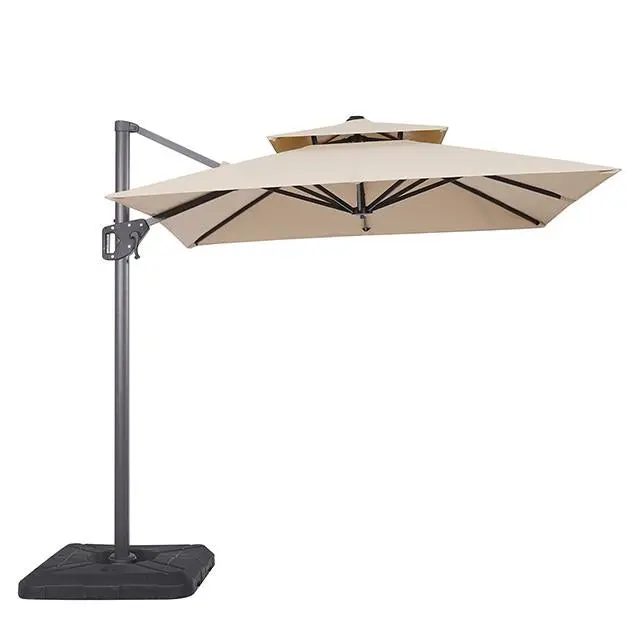 Fida 8 Ft Square Umbrella W/ Double Top + 37" Large Base 1