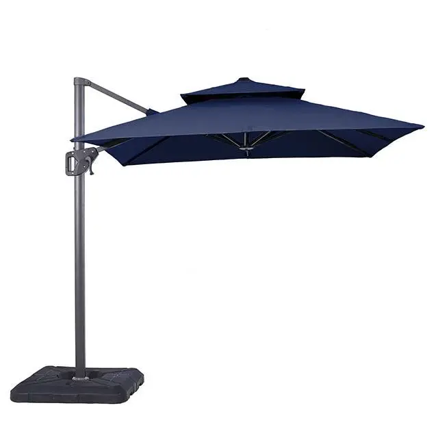 Fida 8 Ft Square Umbrella W/ Double Top + 37" Large Base 1