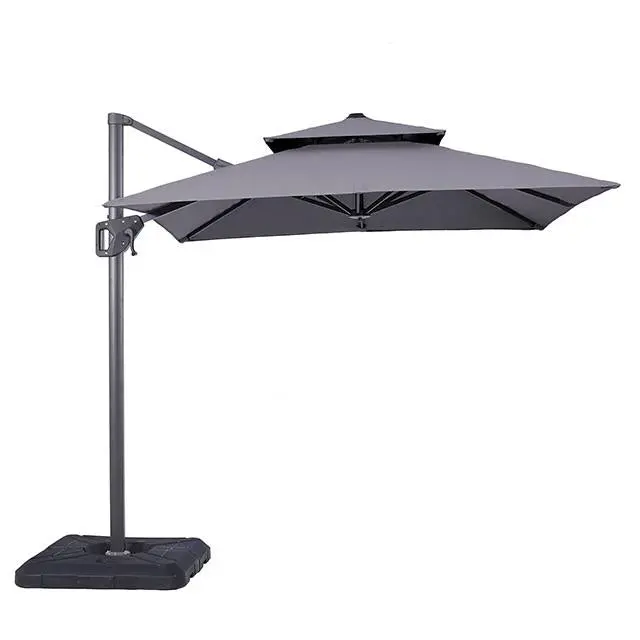 Fida 8 Ft Square Umbrella W/ Double Top + 37" Large Base 1