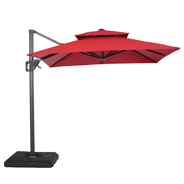 Fida 8 Ft Square Umbrella W/ Double Top + 37" Large Base 1
