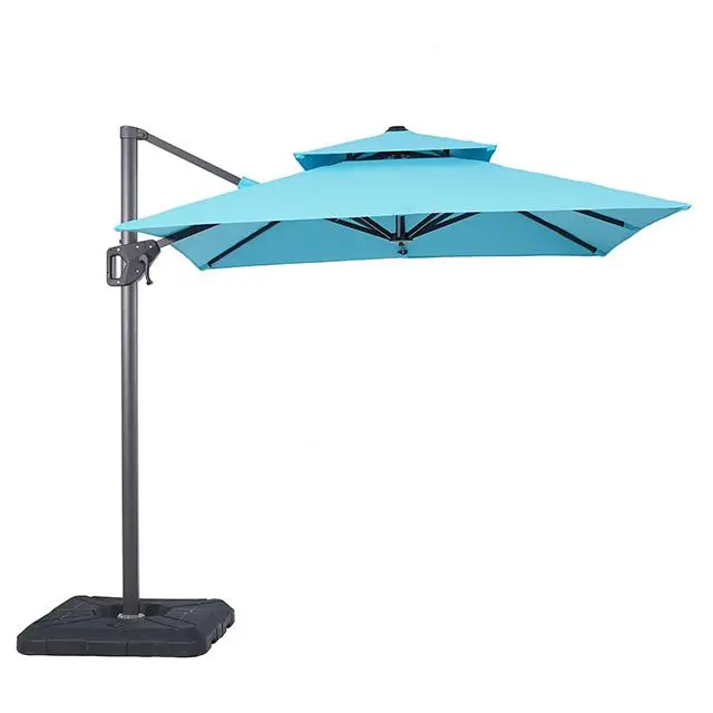 Fida 8 Ft Square Umbrella W/ Double Top + 37" Large Base 1